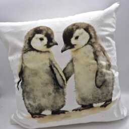 Personalised Watercolour Penguin Cushion - Animal Name Pillow Soft Furnishing Wedding Anniversary - thumbnail 4