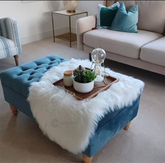 Chevron Luxury Upholstered Chesterfield Ottoman Storage Button-Tufted Footrest & Decorative Footstool & Coffee Table - image 1