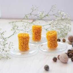 Daisies Beeswax Candle, Natural Candle, Daisy Flowers Candle Of 100% Beeswax - thumbnail 1