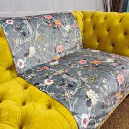 Luxury Oriental Velvet Throw - Double Sided Chinoiserie Bedspread - thumbnail 4