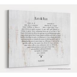 Your Wedding Vows Or Any Song Lyrics Custom Print Canvas Wall Art - Anniversary Gift Unique Gift For Couple - thumbnail 3