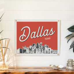 Dallas, Texas Felt Poster Banner - City Skyline Wall Art Print Sign. Vintage City Line Drawing Pennant Home Decor. Handmade Gift Idea - thumbnail 2