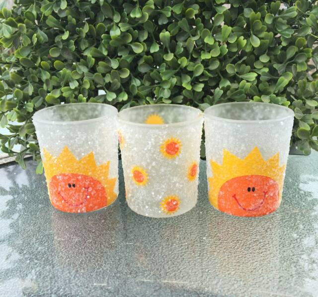Sunshine Frosted Glass Votive Candle Holders - Set Of 3 - image 1