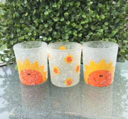 Sunshine Frosted Glass Votive Candle Holders - Set Of 3 - thumbnail 1