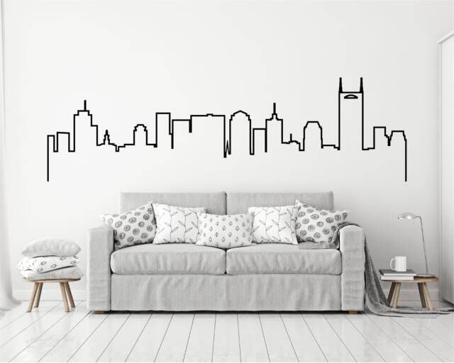 Doodled Nashville Skyline Wall Decal, Cityscape Sticker, Tennessee Home Decor - image 1