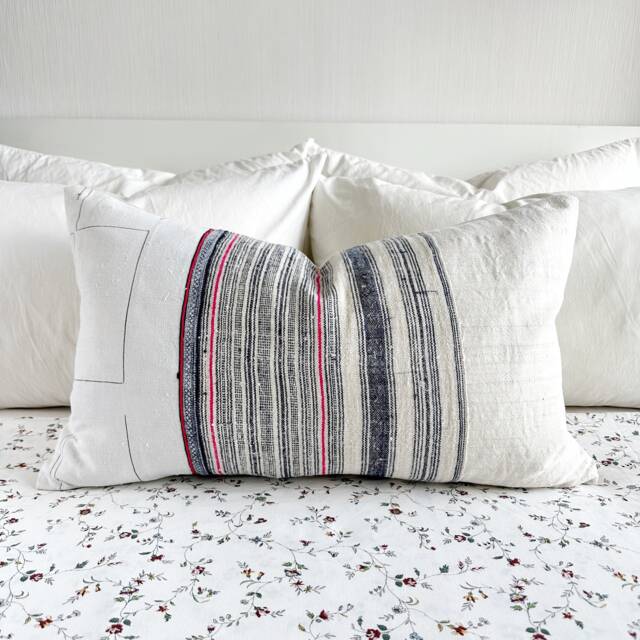 Vintage Hmong Hemp Pillow Cover - 16 X 26 - image 1