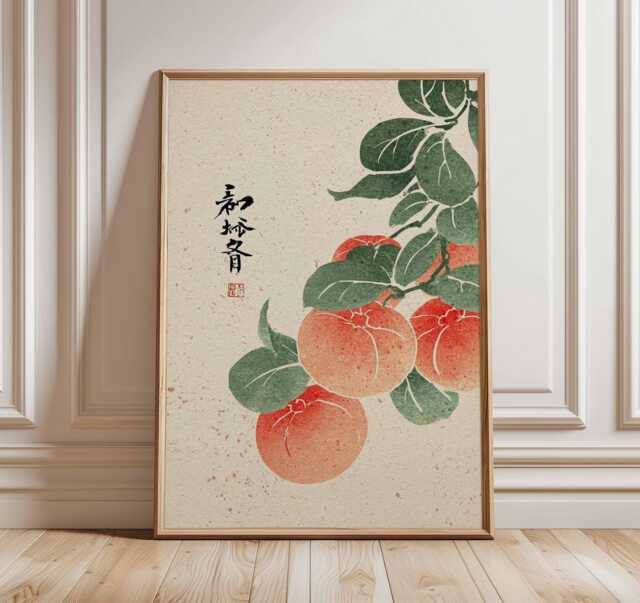 Japanese Fruit Botanical Print, Vintage Asian Kitchen Decor - image 1