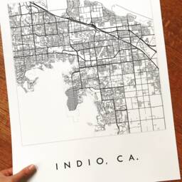 Indio Palm Springs Hand Drawn Map California City Drawing Black & White - Art Print Wedding Anniversary Gift Golf Socal Desert - thumbnail 3