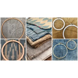 African Mudcloth Batik Hmong Gallery Wall Hanging Decor Set, Wood Circle Frames Various Sizes, Modern Boho