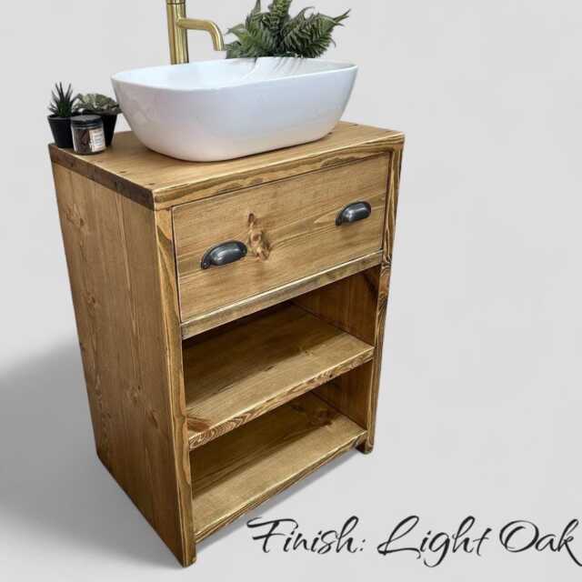 Woolwich - Handmade Solid Redwood Pine Furniture Bathroom Sink Unit With Storage - image 1