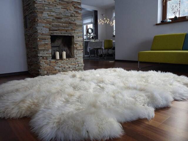 "Giant Sexto White Sheepskin Rug - 6 Genuine Leather Wool Carpet 80""x70" - image 1