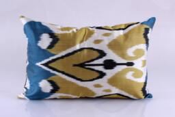 Ikat Silk Velvet Pillow 16x24 - Handmade Boho Cushion Cover Turkish Home Decor Accent