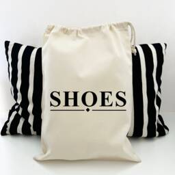 Cotton Shoe Bag, Travel Storage, Hand Printed