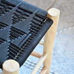 Moroccan Bench With Black Cord - Handmade Furniture - thumbnail 2