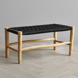 Moroccan Bench With Black Cord - Handmade Furniture - thumbnail 3