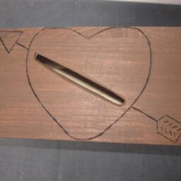Personalized Wedding Note Box With Cut Out Card Slot in Line With Arrow Pyrography Dark Stained - thumbnail 2