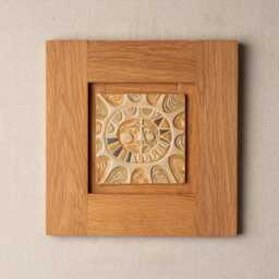 Sun Ceramic Wall Art, White Oak Frame - Made To Order Original Art - thumbnail 3
