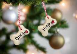 Small Dog Christmas Decoration, Personalised Dog Bone Hanging Ceramic Bone, Gift For Dogs