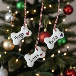 Small Dog Christmas Decoration, Personalised Dog Bone Hanging Ceramic Bone, Gift For Dogs - thumbnail 2
