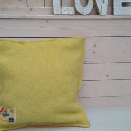 Upcycled Wool Pillow, Vintage Butterfly Embroidery, Handmade Design - thumbnail 4