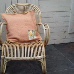 Upcycled Wool Pillow, Vintage Butterfly Embroidery, Handmade Design - thumbnail 3