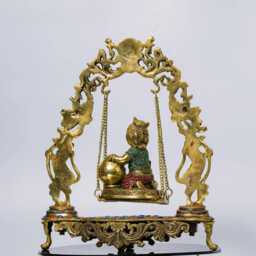 18-Inch Brass Baby Krishna On Swing Laddu Gopal Jhula For Pooja Room Bal Cradle Idol Hindu Festival Decor Janmashtami Gift Friends - thumbnail 3
