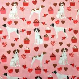 Pink Pointer Dog Print Cushion Cover With Cupcake & Hearts Design - Home Decor, Pillow Cover, Home Living, Decorative Pillow, 38x38cm - thumbnail 3