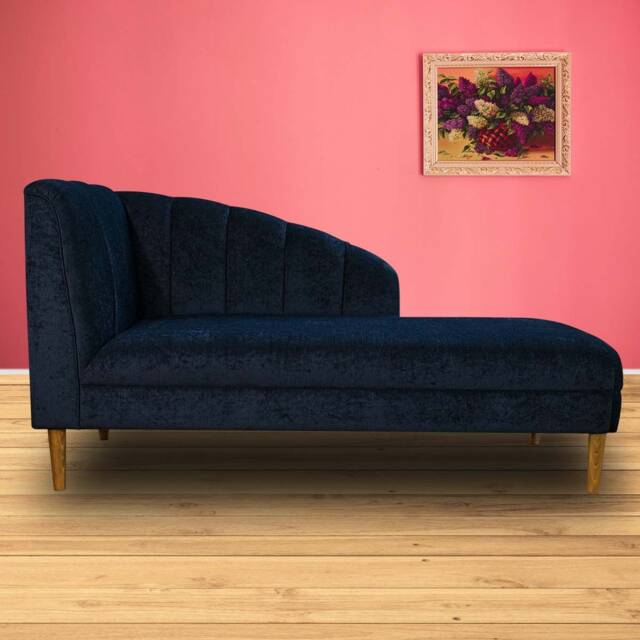 Handmade Navy Fluted Chaise Longue Extra Large Lounger, British Made - image 1