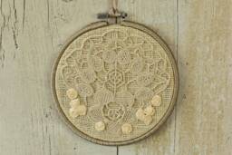 Farmhouse Wall Hanging Burlap & Lace Embroidery Hoop, Rustic Home Decor