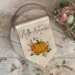 Hello Autumn Hanging Sign, Flag, Home Decor, Accessories, Wall Pumpkin Accessories UK - thumbnail 3