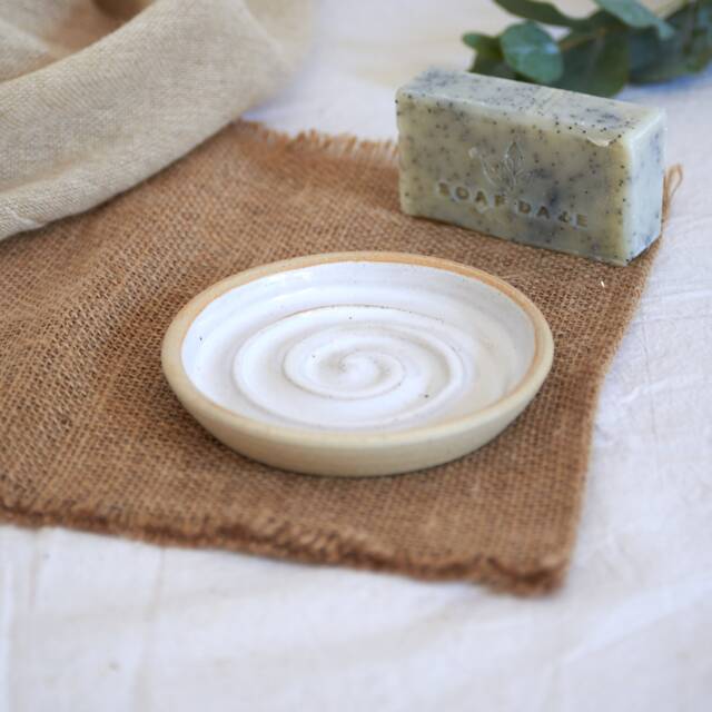 Hand-Thrown White Ceramic Soap Dish - image 1