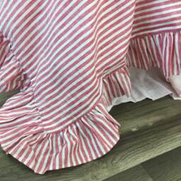 Red & White Striped Duvet Cover Features Easy Flow Ruffles, Natural Linen, Shabby Chic Bedding, Custom Size - thumbnail 3