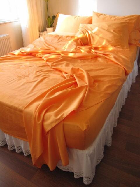 Twin Queen Super King Bed Sheet Sets - 2 Pillowcases -Fitted & Flat Sheet -Comforter Duvet Top Orange Gold White Gray Custom Bedding - image 1