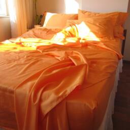 Twin Queen Super King Bed Sheet Sets - 2 Pillowcases -Fitted & Flat Sheet -Comforter Duvet Top Orange Gold White Gray Custom Bedding - thumbnail 2