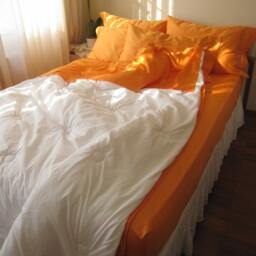 Twin Queen Super King Bed Sheet Sets - 2 Pillowcases -Fitted & Flat Sheet -Comforter Duvet Top Orange Gold White Gray Custom Bedding - thumbnail 3