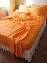 Twin Queen Super King Bed Sheet Sets - 2 Pillowcases -Fitted & Flat Sheet -Comforter Duvet Top Orange Gold White Gray Custom Bedding - thumbnail 1