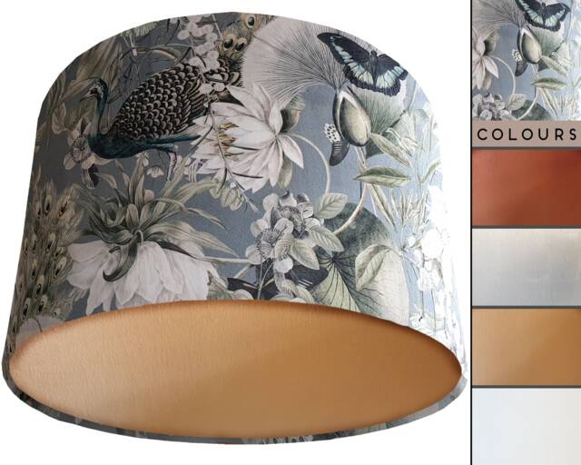 Botanical Bird Velvet Lampshade Traditional Country Style - image 1