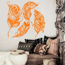 Wall Vinyl Decal Feathers Dream Catcher Symbolic Snare Abstract Modern Ethnic Ornaments Home Art Decor - #1159Dz - thumbnail 3