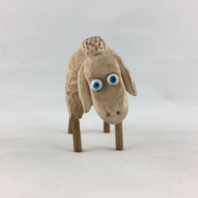 Small Wooden Sheep - Figurine Blue White Home Decor Kids Room - image 1