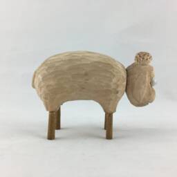 Small Wooden Sheep - Figurine Blue White Home Decor Kids Room - thumbnail 4