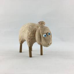 Small Wooden Sheep - Figurine Blue White Home Decor Kids Room - thumbnail 2