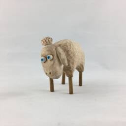 Small Wooden Sheep - Figurine Blue White Home Decor Kids Room - thumbnail 3