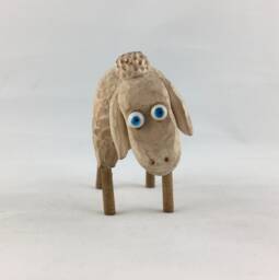 Small Wooden Sheep - Figurine Blue White Home Decor Kids Room - thumbnail 1