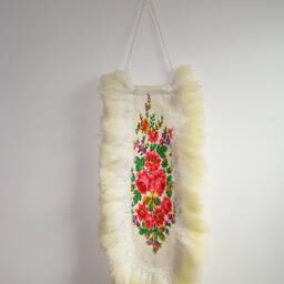 Folk Art Banner Felted Wool Wall Hanging Floral, Boho Home Decor - thumbnail 2