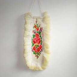 Folk Art Banner Felted Wool Wall Hanging Floral, Boho Home Decor