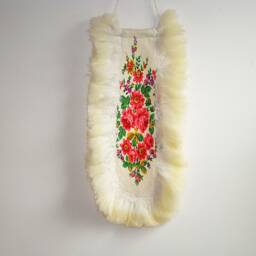 Folk Art Banner Felted Wool Wall Hanging Floral, Boho Home Decor - thumbnail 4