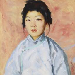 Pearl Earrings - Vintage Portrait Oil Painting Asian-American Subject Art Print Sizes 8x10 9x12 11x14 - thumbnail 3