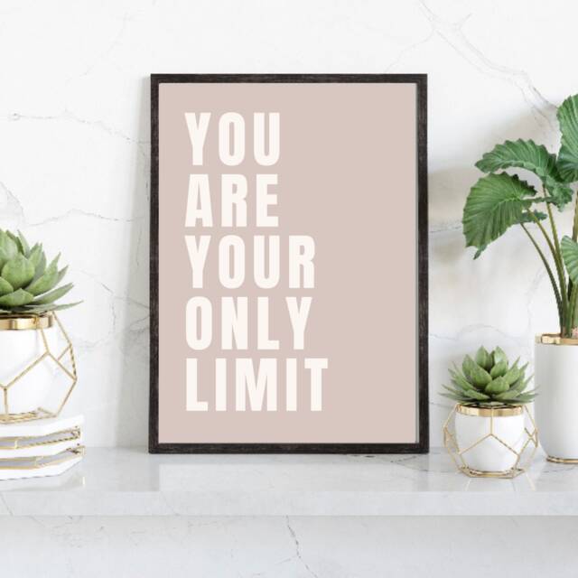 Motivational Wall Art, You Are Your Only Limit, Typography Print, Neutral Prints, Blush, Feminine Energy Poster, Posters - image 1