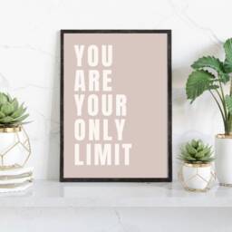 Motivational Wall Art, You Are Your Only Limit, Typography Print, Neutral Prints, Blush, Feminine Energy Poster, Posters - thumbnail 1