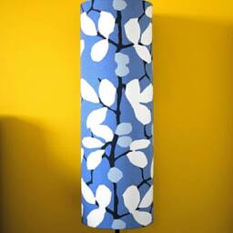 Tall Blue Floral Lampshade Fabric Made & Printed in England. Flower Leaf On Stem Pattern, Handmade By Vivid Shades - thumbnail 3